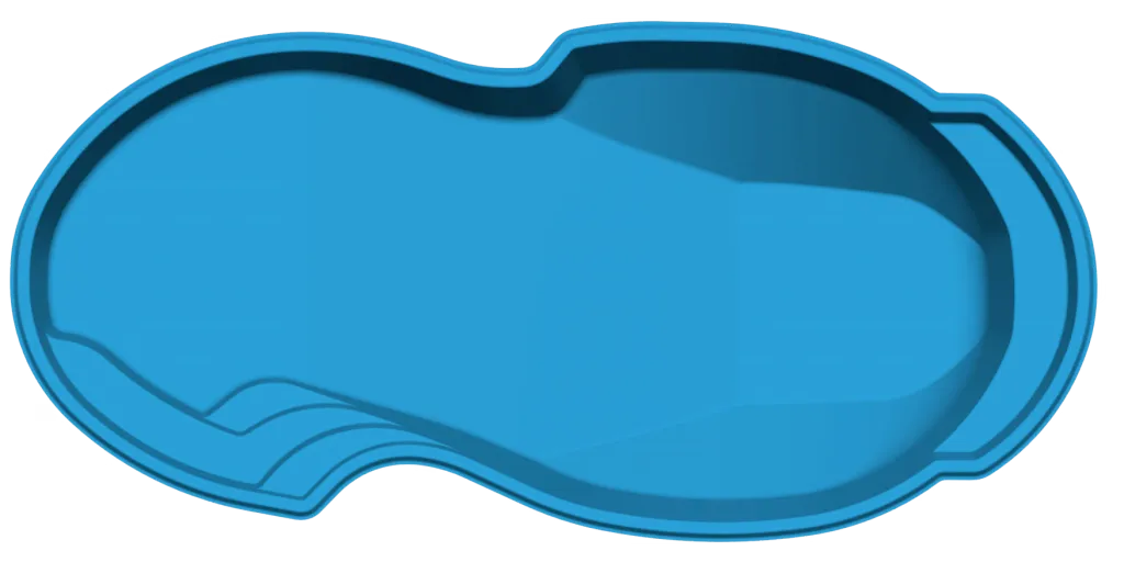 An aerial view of the deep-end Atlantic fiberglass pool.
