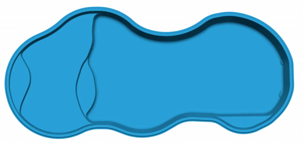 An aerial view of the Costa Azul rectangular fiberglass pool.