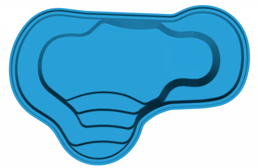 An aerial view of the compact Crystal Springs fiberglass pool.