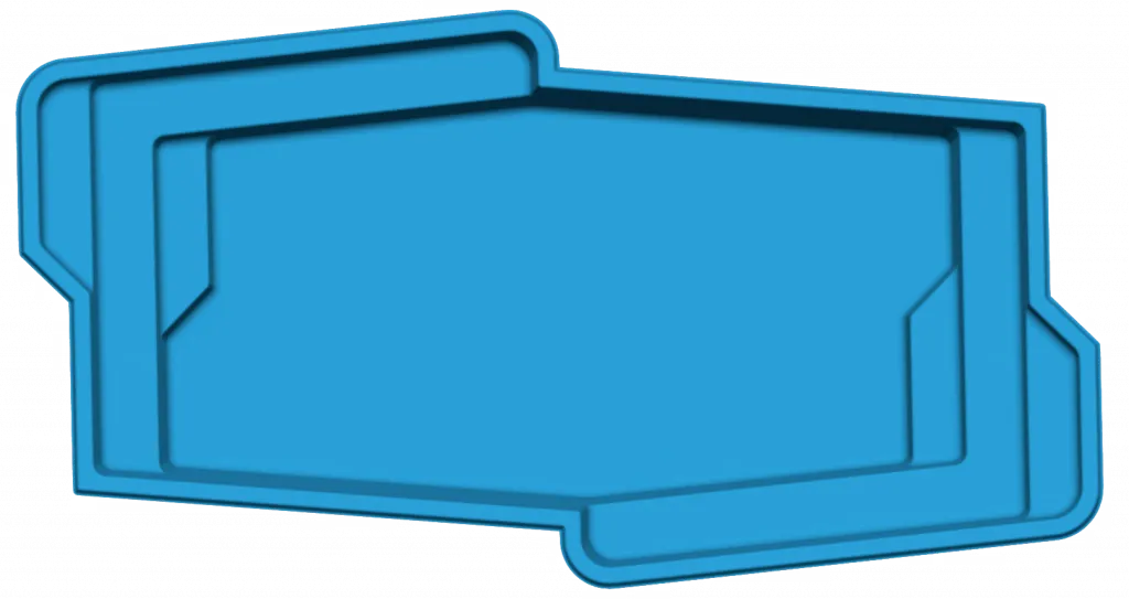 An aerial view of the fun and stylish Malibu fiberglass pool.