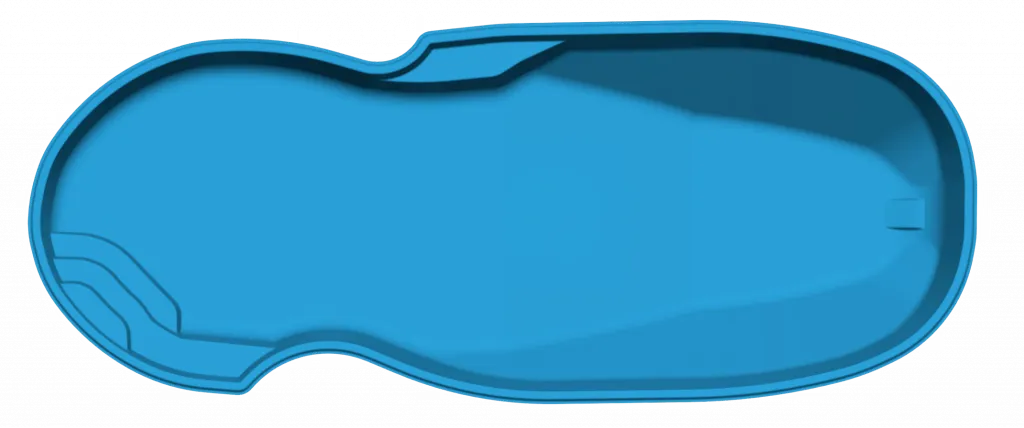 An aerial view of the huge and inviting Oasis fiberglass pool.