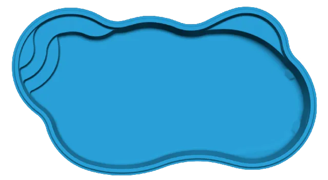 An aerial view of the festive Rio fiberglass pool.