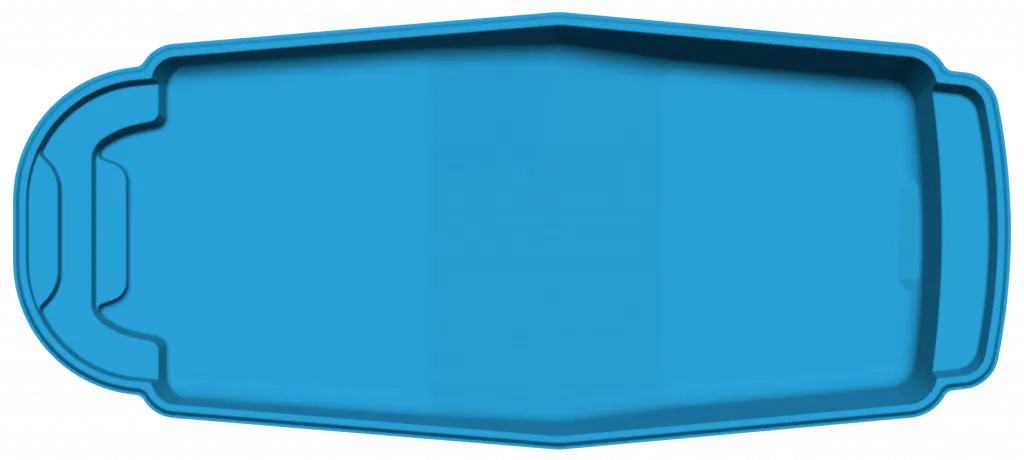 An aerial view of the elegant Savannah Roman-style fiberglass pool.
