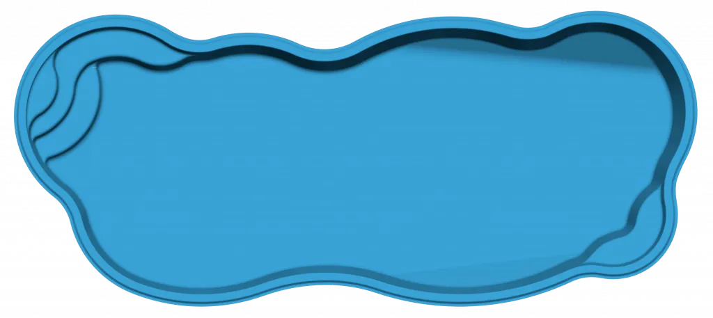 An aerial view of the uniquely shaped Stardust fiberglass pool.