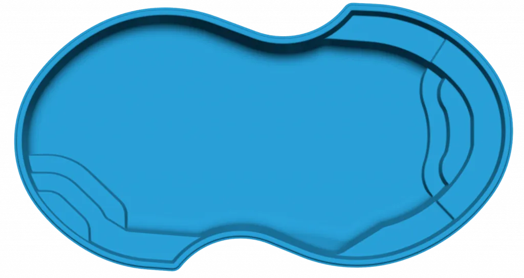 An aerial view of the classic Venetian Roman-end fiberglass pool.